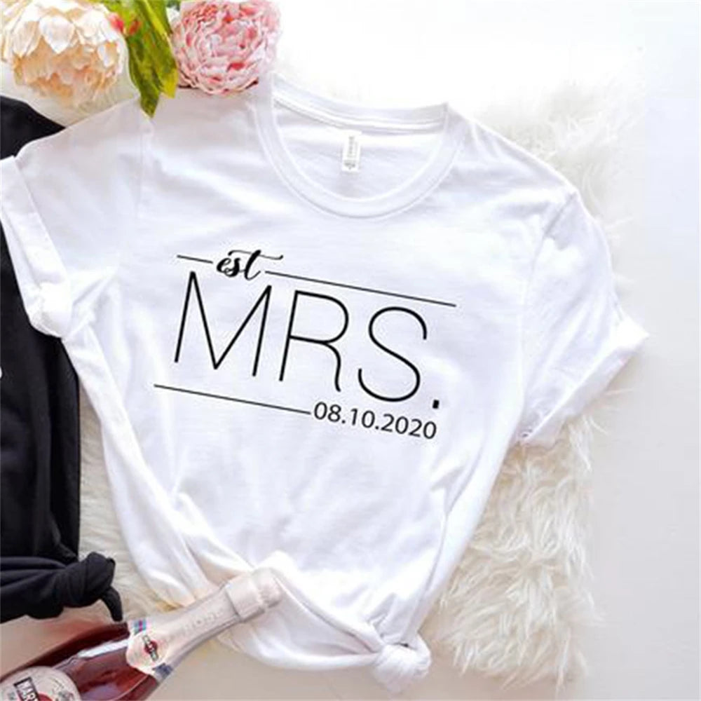 MR MRS Shirts Women Valentine Lover Stylish T-shirt Aesthetic Streetwear Fashion Tshirt Girl Tops H7HE