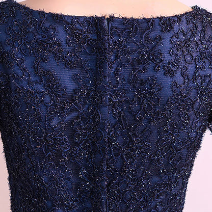 DONGCMY NEW 2024 LONG FORMAL EVENING DRESSES ELEGANT LACE SATIN NAVY BLUE VESTIDOS WOMEN PARTY GOWN