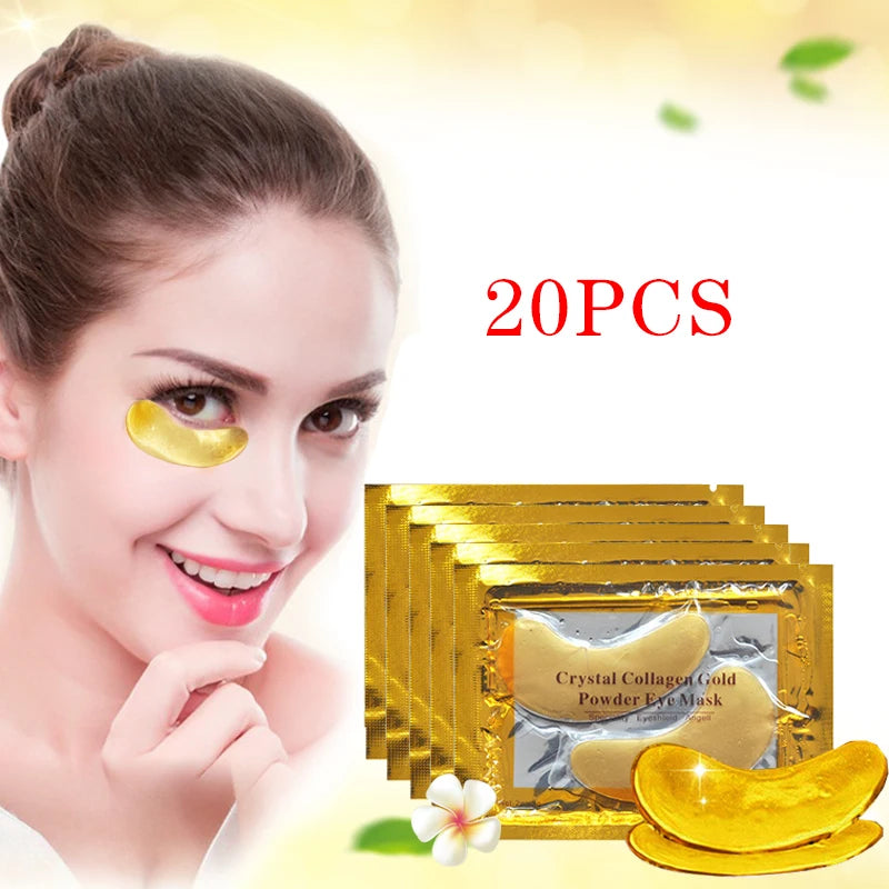 InniCare 20Pcs Crystal Collagen Gold Eye Mask Anti-Aging Dark Circles Acne Beauty  Patches For Eye Skin Care Korean Cosmetics