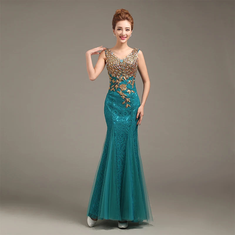 Robe de soiree 2024 V-Neck Beaded Long with Appliques gowns Mermaid Evening Dresses vestido de festa prom dresses party dresses