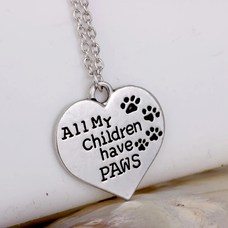 N231  All my children have paws pendant Necklace Mother Day Gifts Alloy Necklace Chain memorize Gifts Jewelry