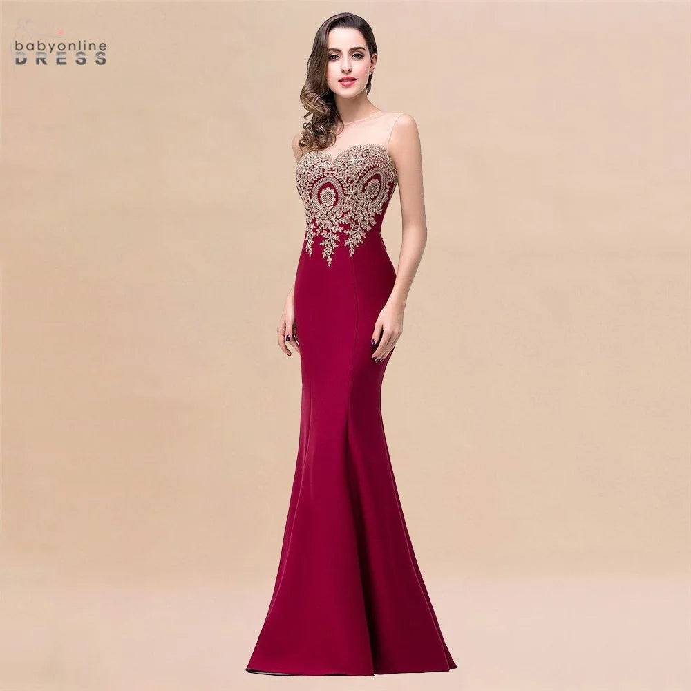 Sexy Backless Appliques Burgundy Mermaid Lace Long Prom Dresses 2023 Royal Blue Black Evening Party Dress Vestido De Festa Longo