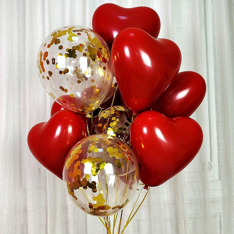 5/10/12inch 10pcs double-layer ruby red latex balloons wedding engagement  Valentines birthday party decoration helium balloons