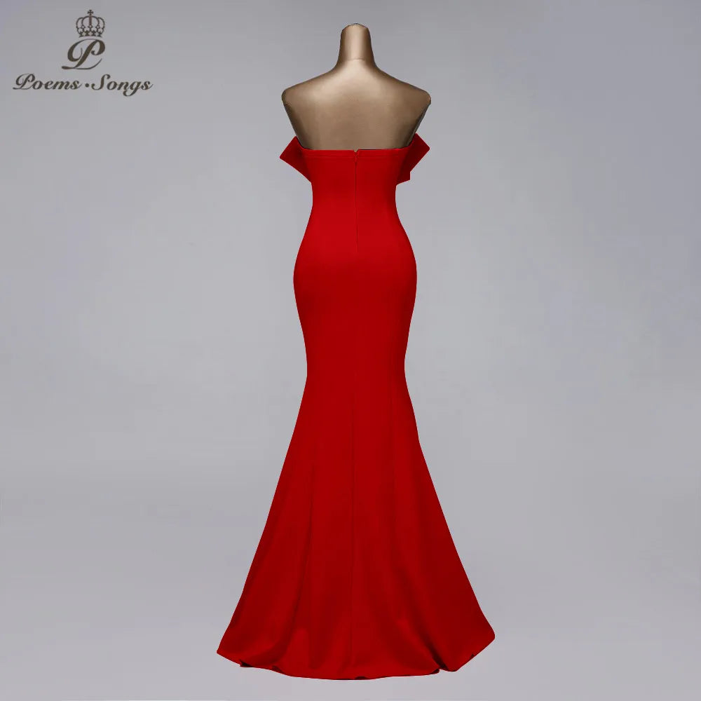 Graceful evening dresses mermaid formal dresses bow style prom dresses sexy evening gown strapless party dresses