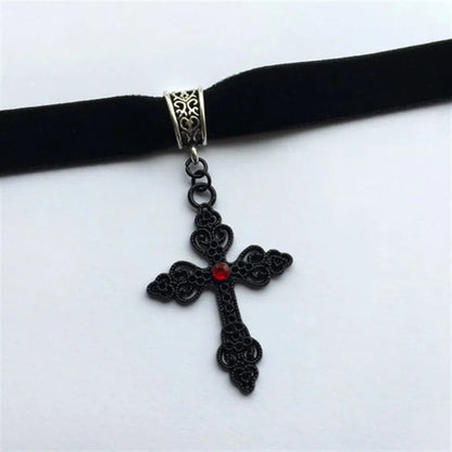 Black Cross Velvet Choker with Gothic Ornate big pendant Jewelry Valentines Gift women fashion novelty beautiful 2020 new