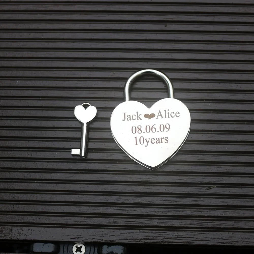 Personalized Engraved Love Heart Padlock Travel Bridge Padlock Couples Gifts Wedding Locks Engraved Valentines Day Gifts