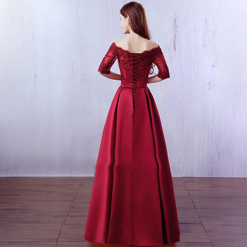 DongCMY Long Formal Wine Prom Dresses Vestidos Satin Robe de soiree Party Dress