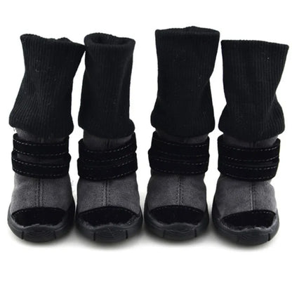 Winter Pet Dog Shoes Puppy 4Pcs/Set Warm Anti Slip Winter Snow Boots For Small Medium Dogs Pet Cats Thicken Fleece Snow Shoes