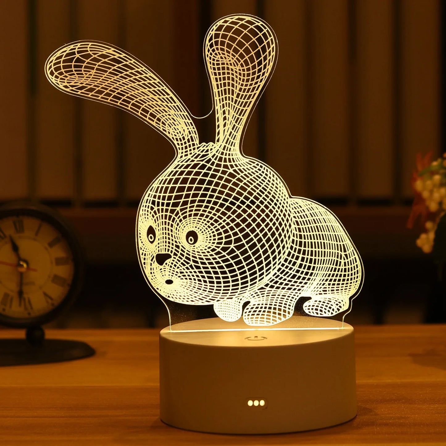 Valentines Day Gift Love 3D Lamp Acrylic LED Night Light Wedding Decoration Baby Shower Kids Birthday Party Rabbit Easter Decor