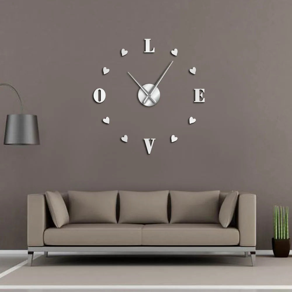 DIY Heart Shaped Numbers Wall Art Large Wall Clock Hearts Wall Decor Nursery Artwork Big Clock Wall Romantic Valentines Gifts