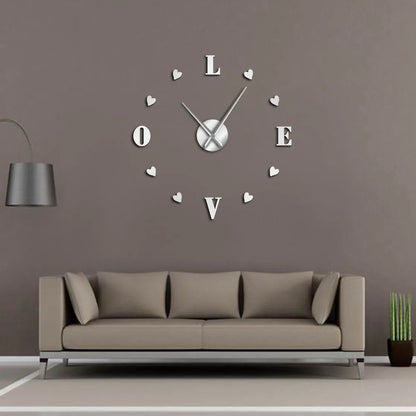 DIY Heart Shaped Numbers Wall Art Large Wall Clock Hearts Wall Decor Nursery Artwork Big Clock Wall Romantic Valentines Gifts