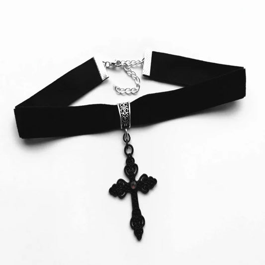 Black Cross Velvet Choker with Gothic Ornate big pendant Jewelry Valentines Gift women fashion novelty beautiful 2020 new