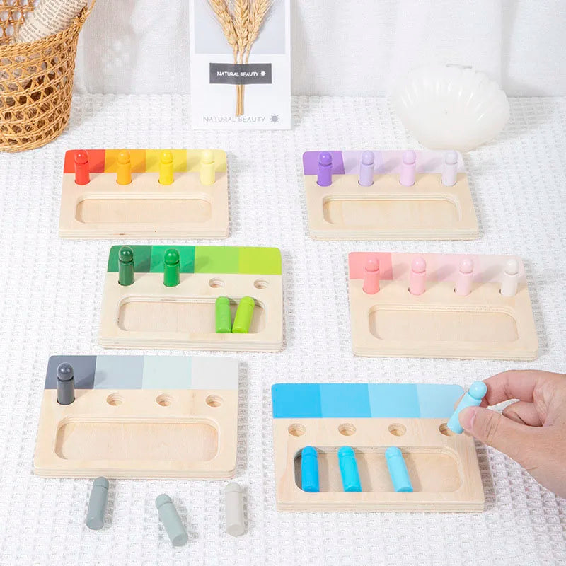 Wooden Montessori Toy Color Sense System Training Wood Insert Board 24 Color Children's Color Cognitive Matching Educational Toy