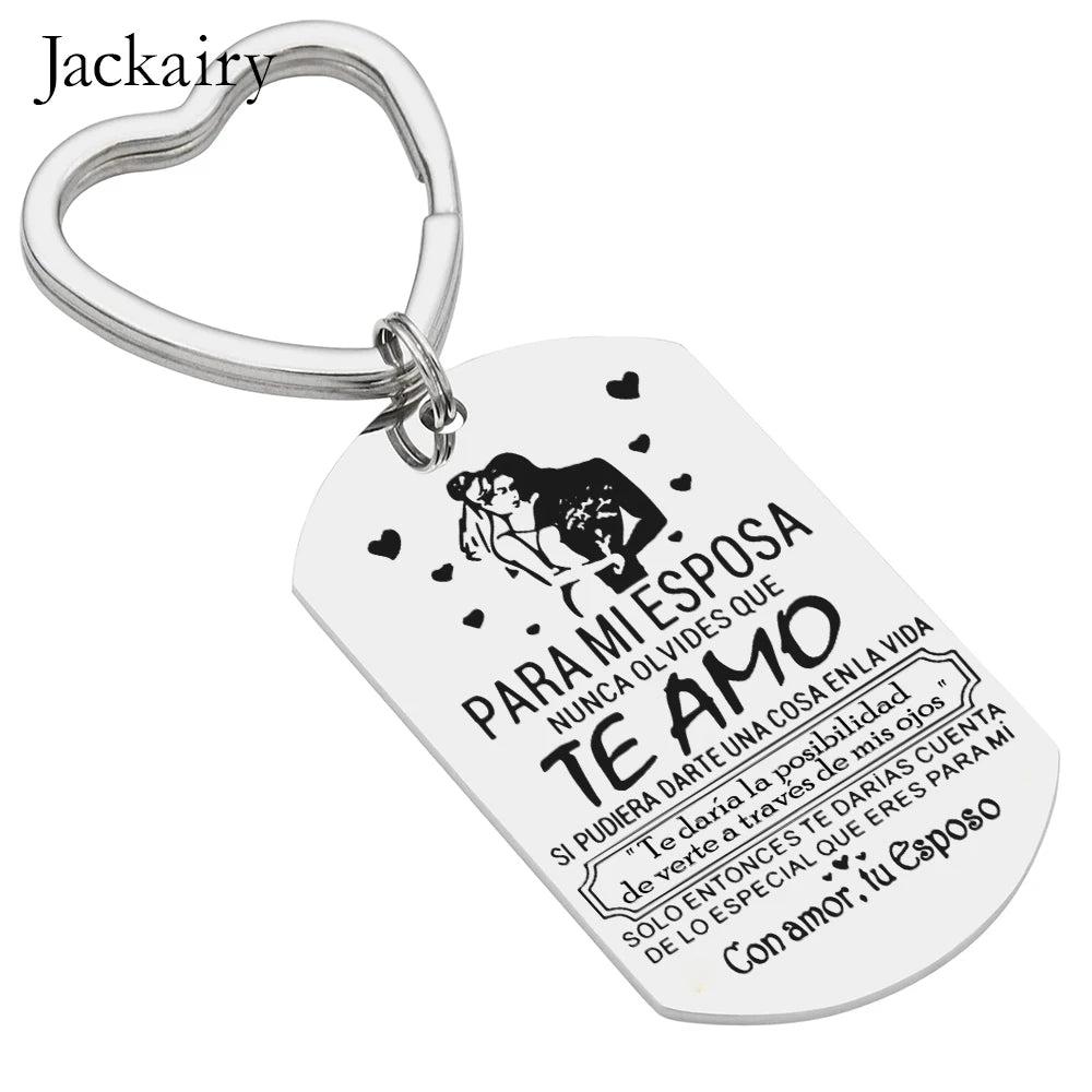 Spanish Keychain Gift for Wife From Husband Para Mi Esposa Nunca Olvides Que Te Amo Pendant Necklace Valentines Anniversary Gift