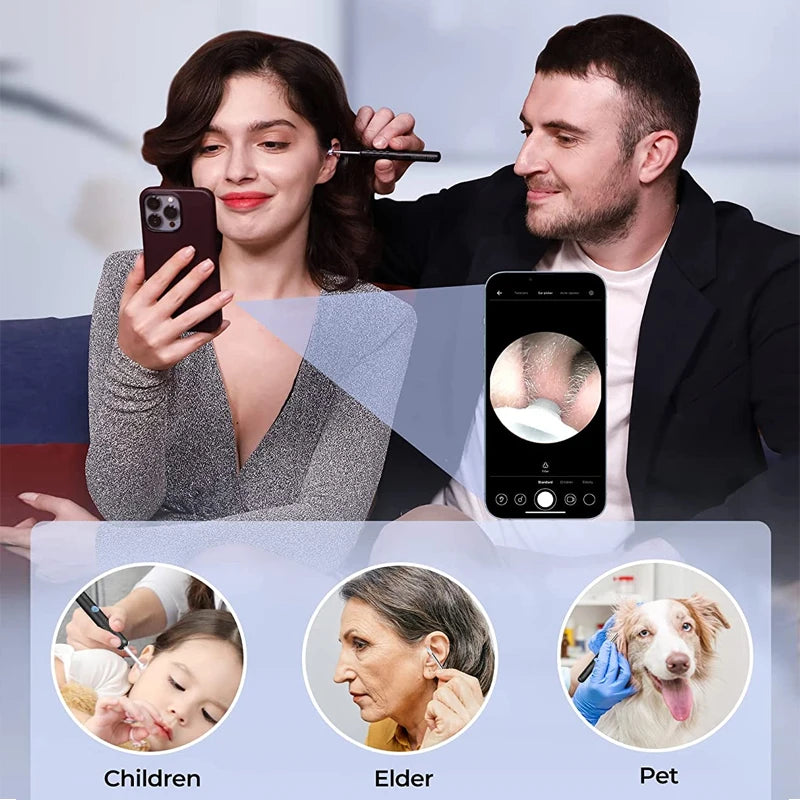 Ear Wax Cleaner Smart Ear Cleaner Otoscope Ear Wax Removal Tool with Camera Ear Endoscope 1080P Kit for iPhone iPad Android