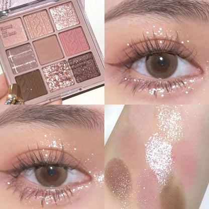 NEW 9 Colors Pearly Glitter Eyeshadow Palette Shimmer Shadow Brighten Pigment Makeup Shiny Pallete Powder Matte Waterproof