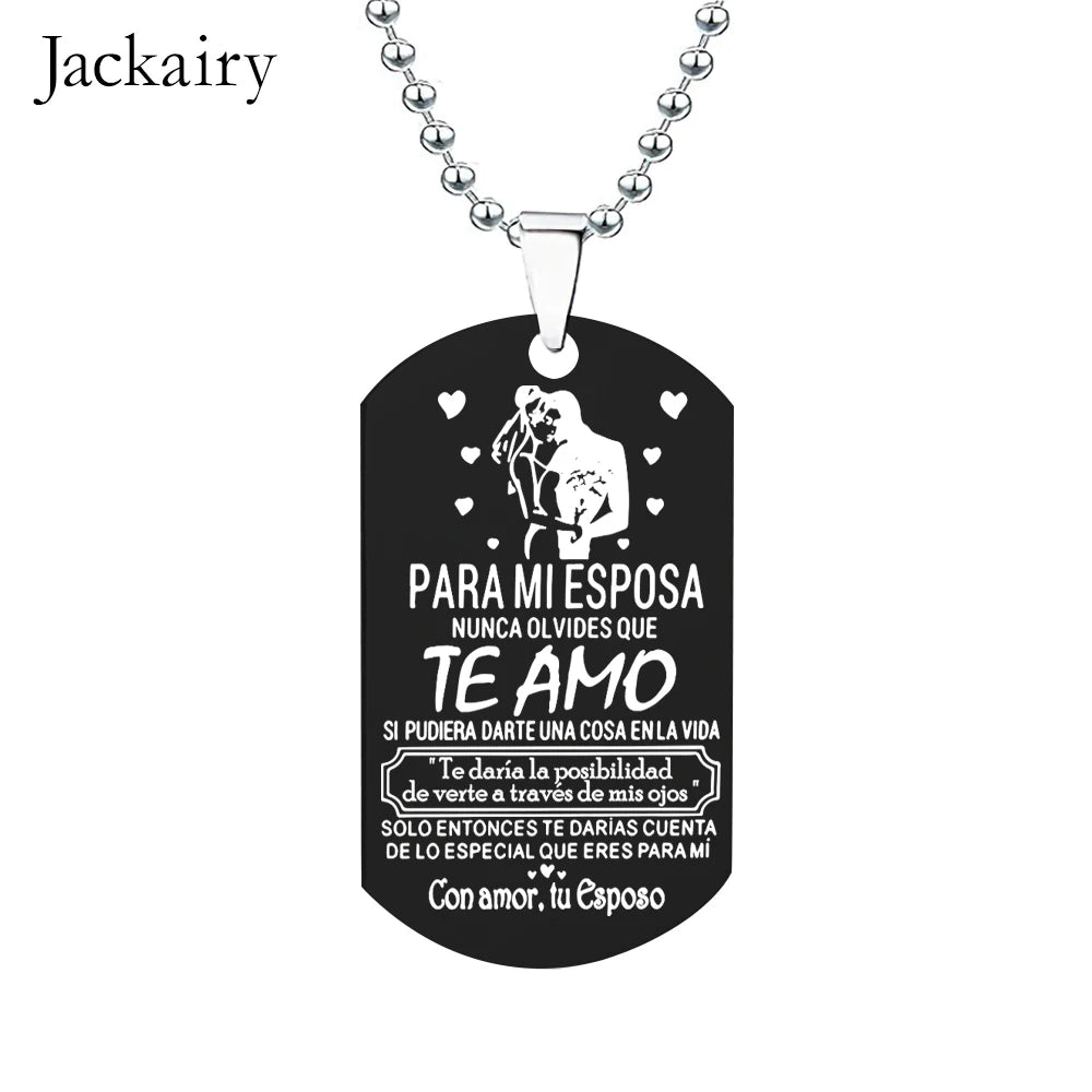 Spanish Keychain Gift for Wife From Husband Para Mi Esposa Nunca Olvides Que Te Amo Pendant Necklace Valentines Anniversary Gift