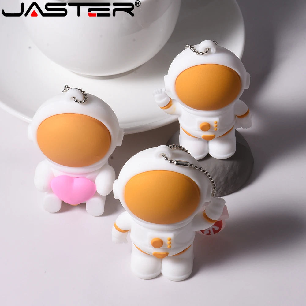 JASTER USB flash drive Astronaut Pen drive cute cartoon model Memory stick Creative gifts for children 64GB 32GB Free key chain