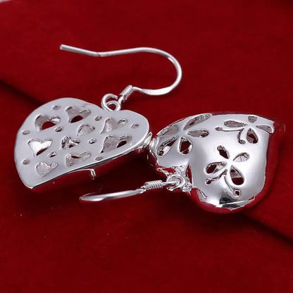 925 Sterling Silver Earring Wedding for Lady Women Charm  Heart Design Lovely Nice Valentine Gift High Quality Jewelry