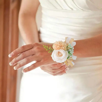 Wrist Flower Rose Wrist Corsages Girls Bridesmaid Wrist Flowers Wedding Prom Party Boutonniere Satin Rose Bracelet Hand Flower