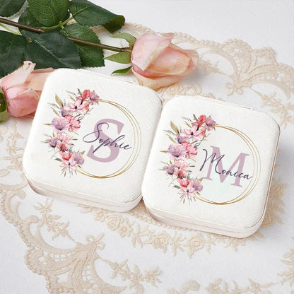 Personalized Jewelry Box Ring Boxes Travel Jewellery Case Letter with Name Bridesmaid Proposal Birthday Christmas Valentine Gift