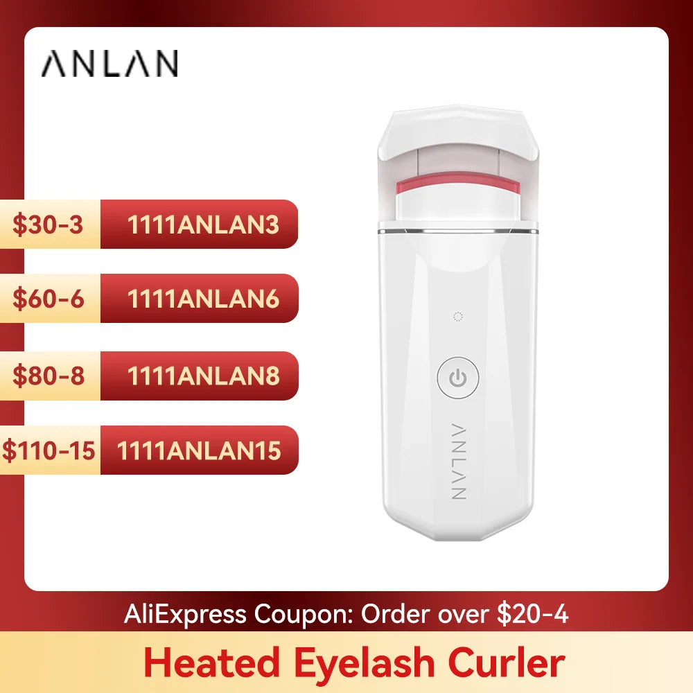 ANLAN Heated Eyelash Curler Rechargeable Eyelashes Clip Long Lasting Eye Lash Curl Electric Eyelash Curler Device Makeup Tools