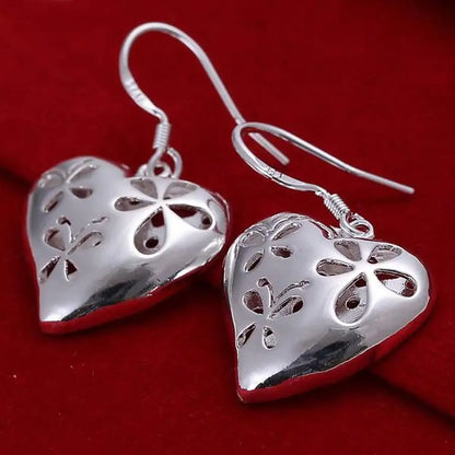 925 Sterling Silver Earring Wedding for Lady Women Charm  Heart Design Lovely Nice Valentine Gift High Quality Jewelry