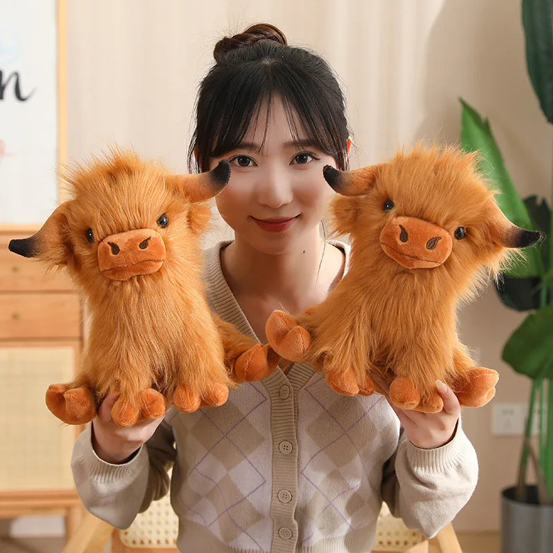 Lifelike Fluffy Wild Yak Plush Toys Lovely Cattle Dolls Stuffed Soft Animal Toy Cute Room Decor Birthday Gift for Children