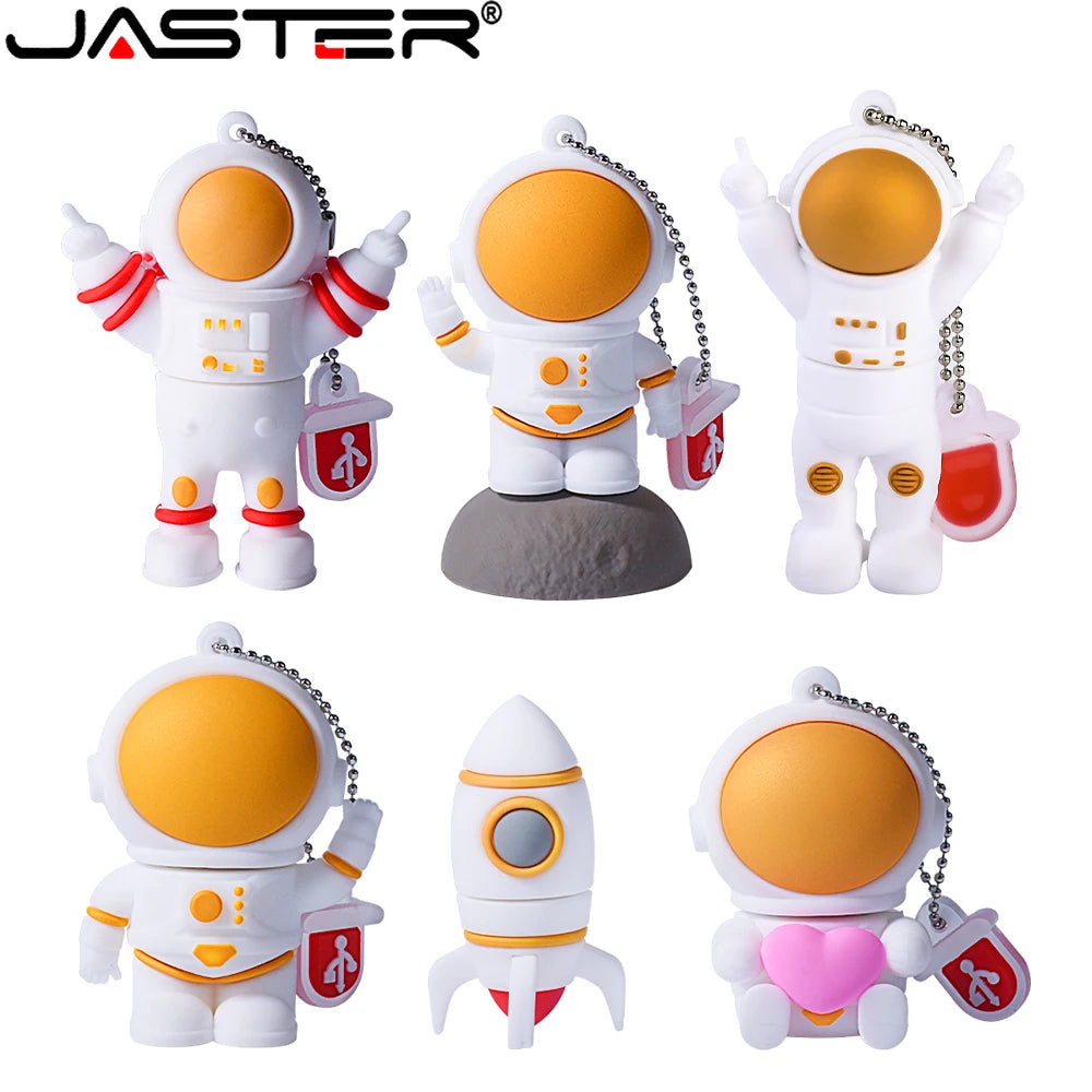 JASTER USB flash drive Astronaut Pen drive cute cartoon model Memory stick Creative gifts for children 64GB 32GB Free key chain