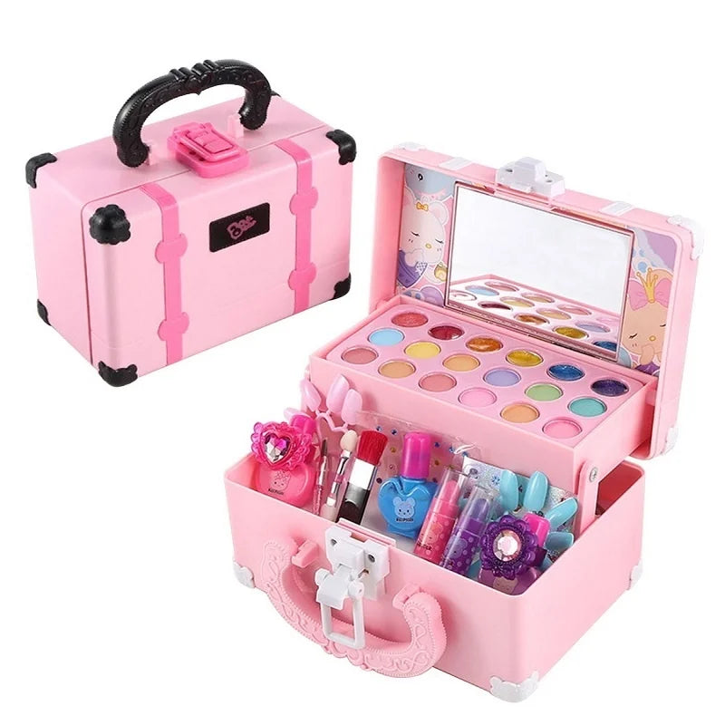 Children Makeup Set Lipstick Makeup Pretend Play With Toys Cosmetic Educational Toys Girl Princess Makeup Toy Suitcase Gift