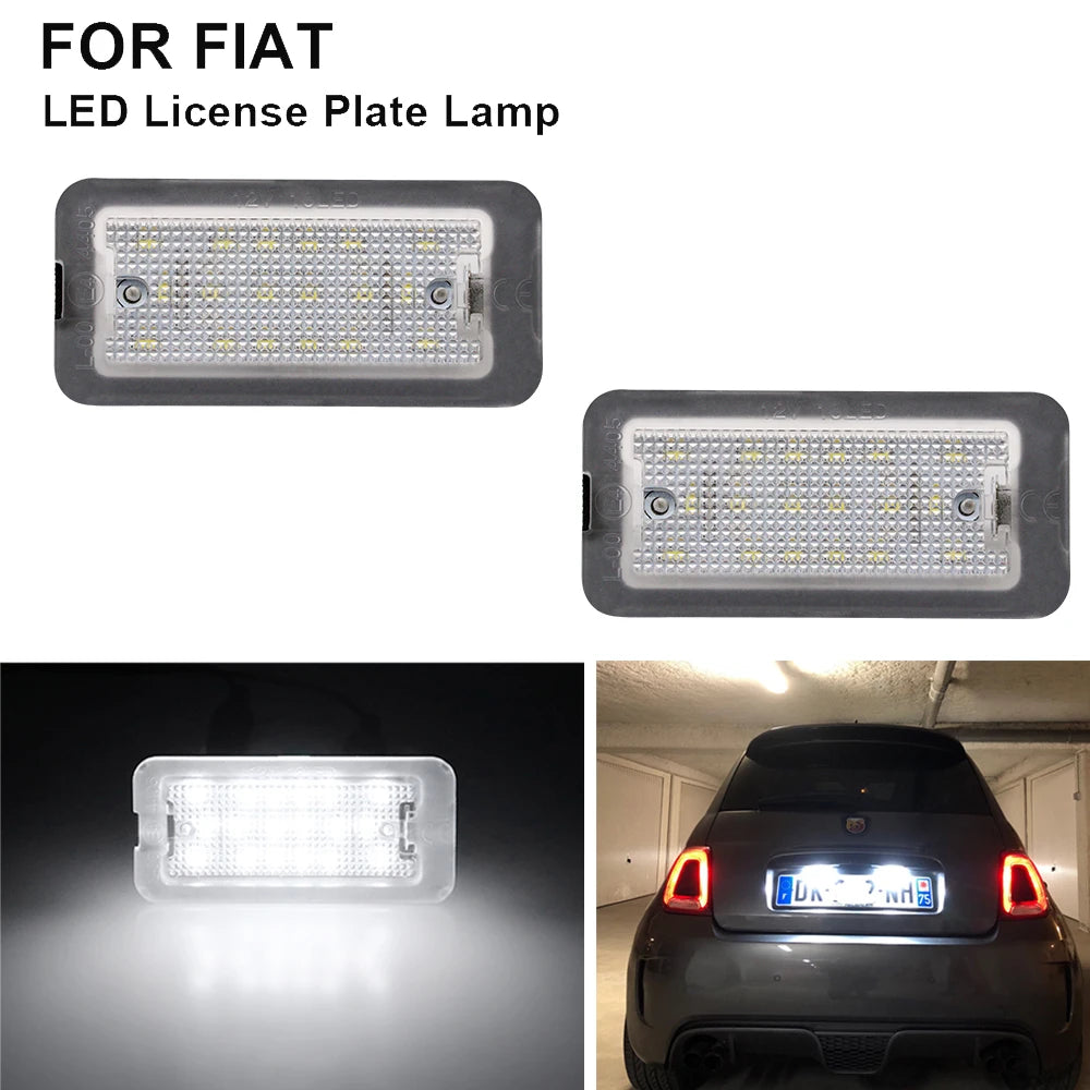 For FIAT 500 For Fiat Abarth 500 Model 2007-2020 2PCS Canbus LED License Number Plate Light OEM part# 51800482