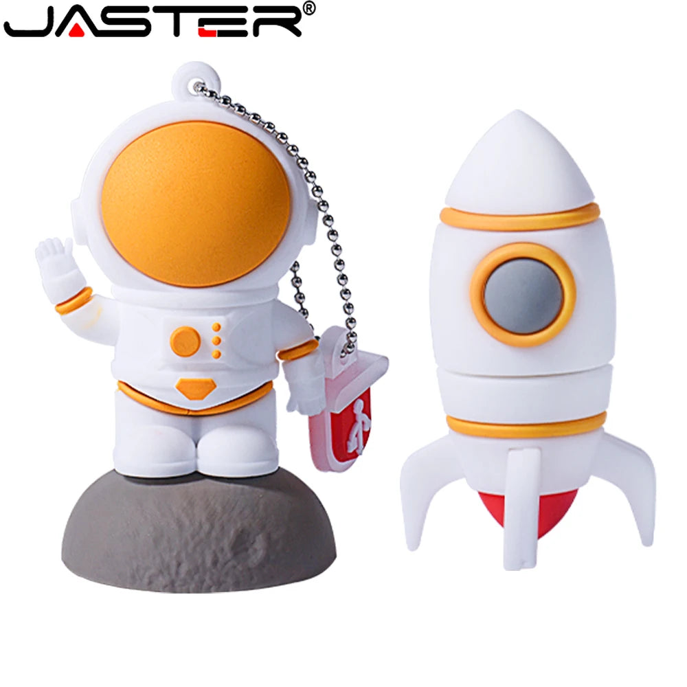 JASTER USB flash drive Astronaut Pen drive cute cartoon model Memory stick Creative gifts for children 64GB 32GB Free key chain