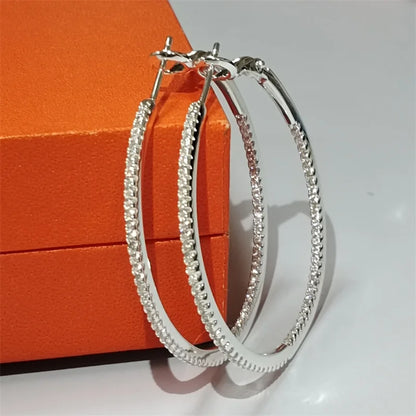 Senlissi -Diamond Hoop Earrings Real Money 925 Silver earrings original certified Fashion Earring Cерьги Kольца Ring Gold Filled