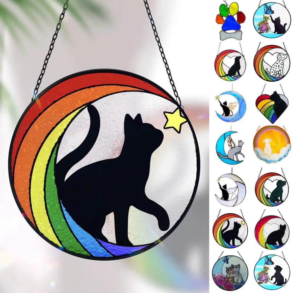 Pet Pendant Dog Suncatcher Bright Color Fade-resistant Pet Loss Ornament for Dog Lovers Meaningful Pet Supplies Gifts Outdoor