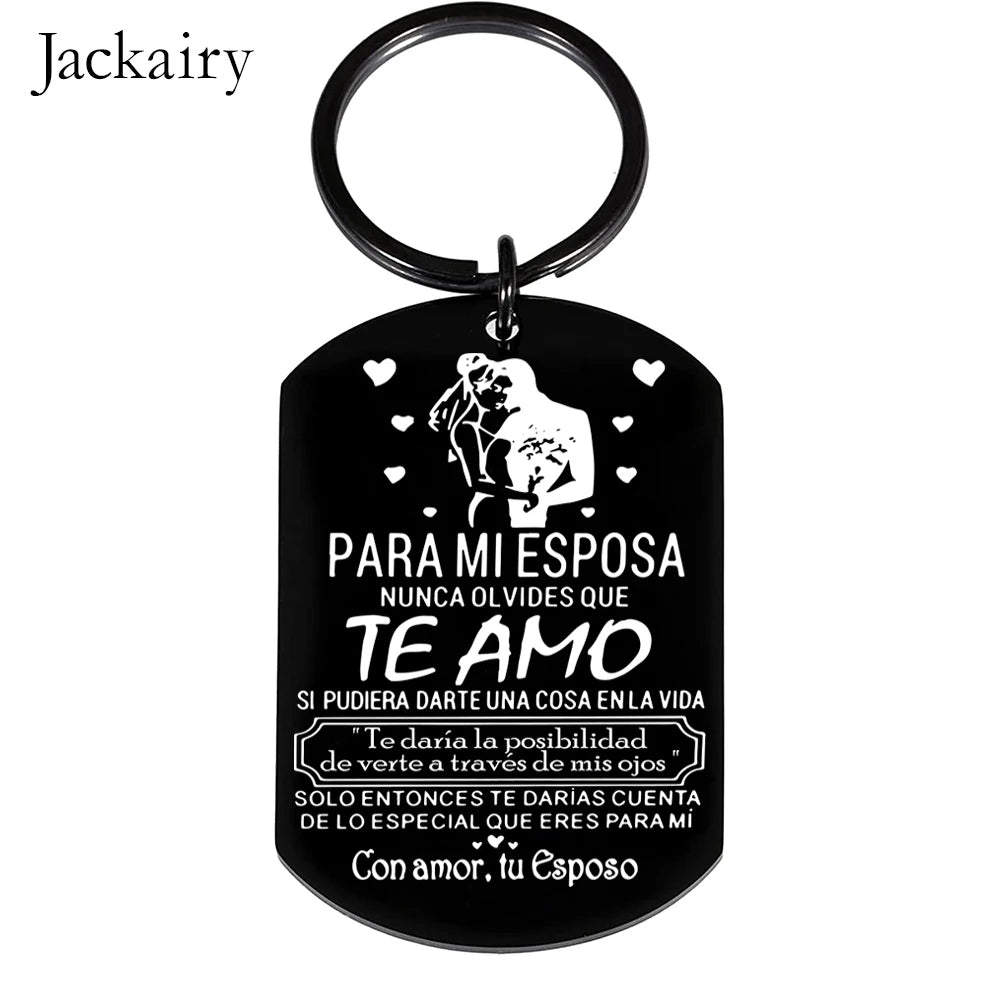 Spanish Keychain Gift for Wife From Husband Para Mi Esposa Nunca Olvides Que Te Amo Pendant Necklace Valentines Anniversary Gift