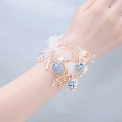 Fashion Bride Pearl Wrist Flowers Bridesmaid Sisters Bracelet Wedding Dancing Party Decor Prom Decoration Wedding Accessories