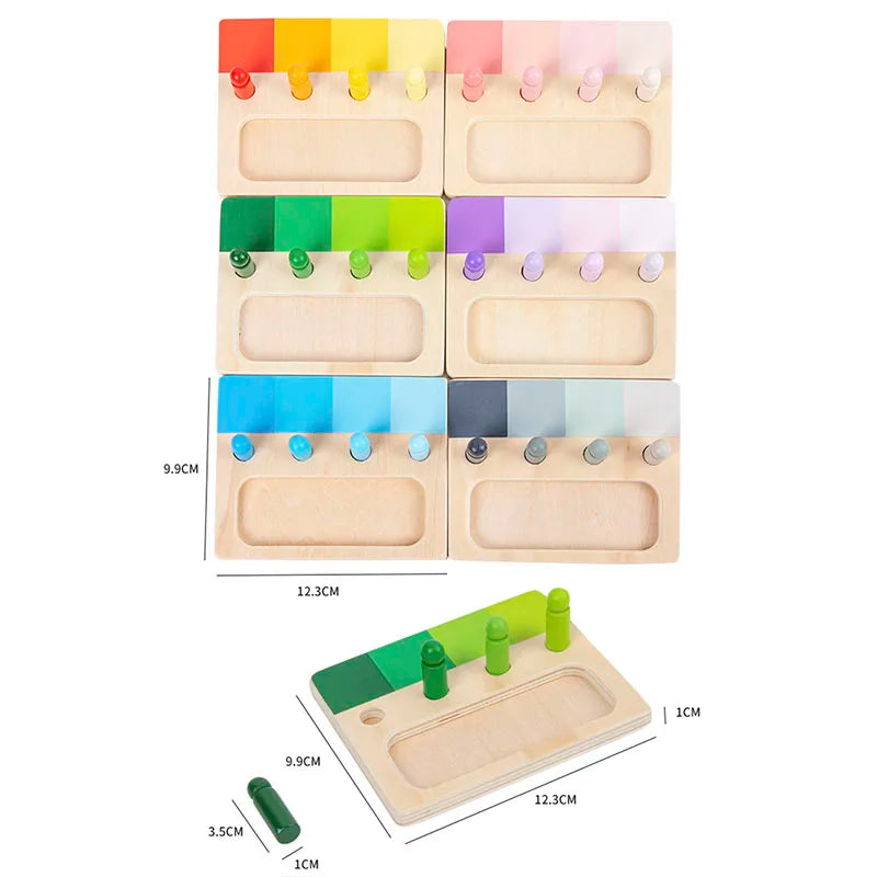 Wooden Montessori Toy Color Sense System Training Wood Insert Board 24 Color Children's Color Cognitive Matching Educational Toy