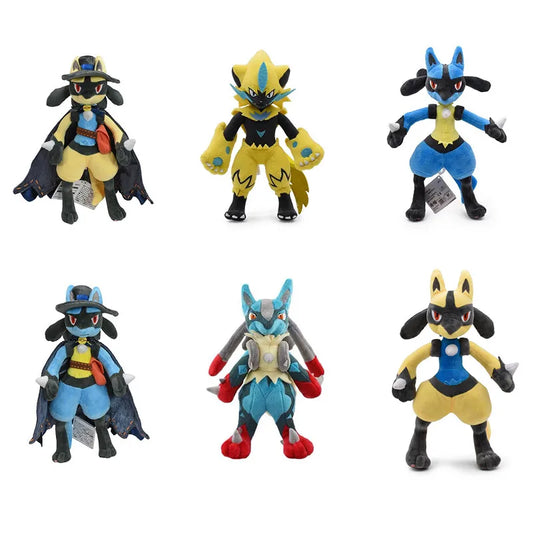 25-32cm Pokemon Anime Figure Lucario Zeraora Pet Plush Dolls Cute Cartoon Collection Ornaments Stuffed Model Kids Xmas Toy Gifts