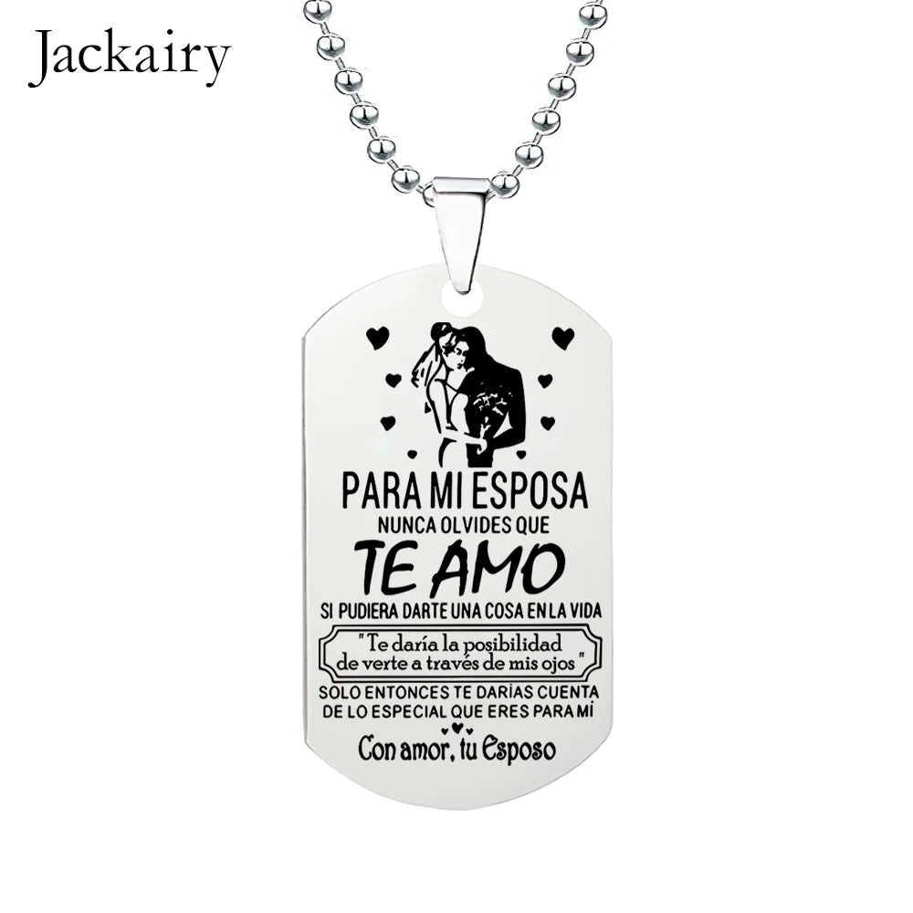 Spanish Keychain Gift for Wife From Husband Para Mi Esposa Nunca Olvides Que Te Amo Pendant Necklace Valentines Anniversary Gift