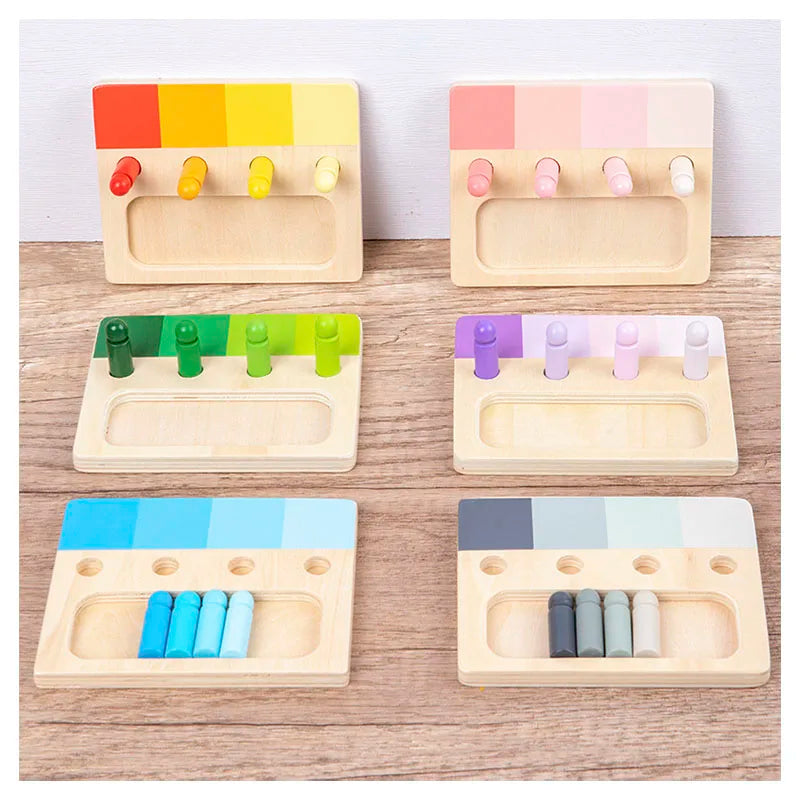 Wooden Montessori Toy Color Sense System Training Wood Insert Board 24 Color Children's Color Cognitive Matching Educational Toy