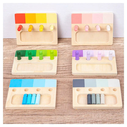 Wooden Montessori Toy Color Sense System Training Wood Insert Board 24 Color Children's Color Cognitive Matching Educational Toy