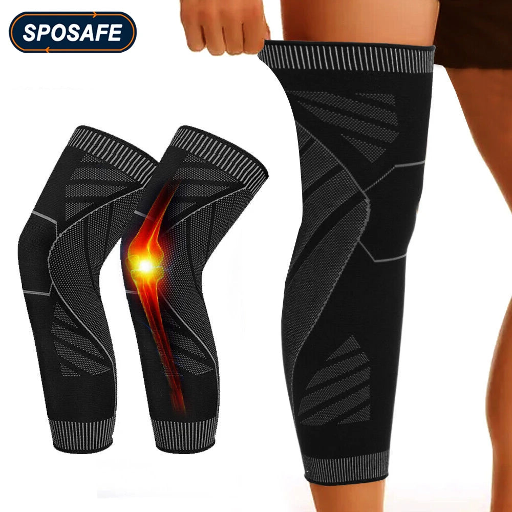 Sports Full Leg Compression Sleeves Knee Braces Support Protector for Weightlifting Arthritis Joint Pain Relief Muscle Tear