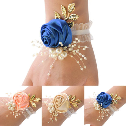 Bridesmaid Wedding Artificial Pearl Flowers Bracelet Corsage Bridal Hand Flowers Party Prom Supplies Elegant Wrist Jewelry