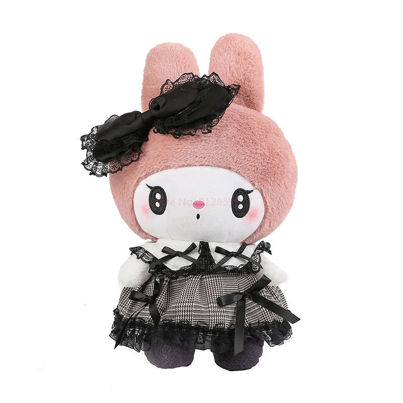 Sanrio Black Kuromi Mymelody Plush Stuffed Dolls Kawaii Cartoon Sofa Cushion Pillow Dark Gothic Lace Toy Birthday Gift For Girls