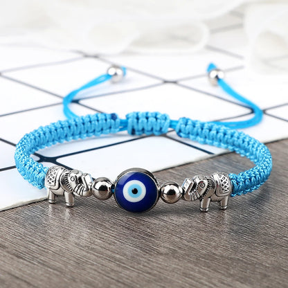 New Turkish Evil Eye Bracelet For Women Men Lucky Braided Red String Retro Elephant Bracelet Couple Friendship Wish Gift Jewelry