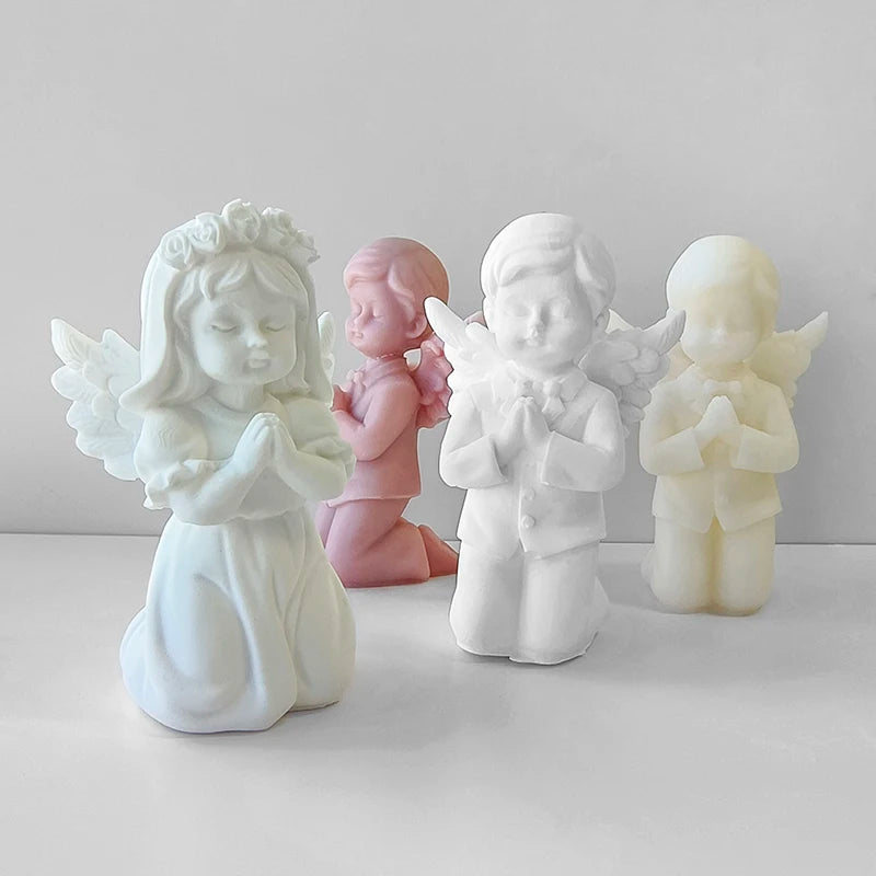 3D Prayer Angel Creative Candle Silicone Mold DIY Plaster Epoxy Resin Ornament Mould Handmade Soap Candle Making Supplies