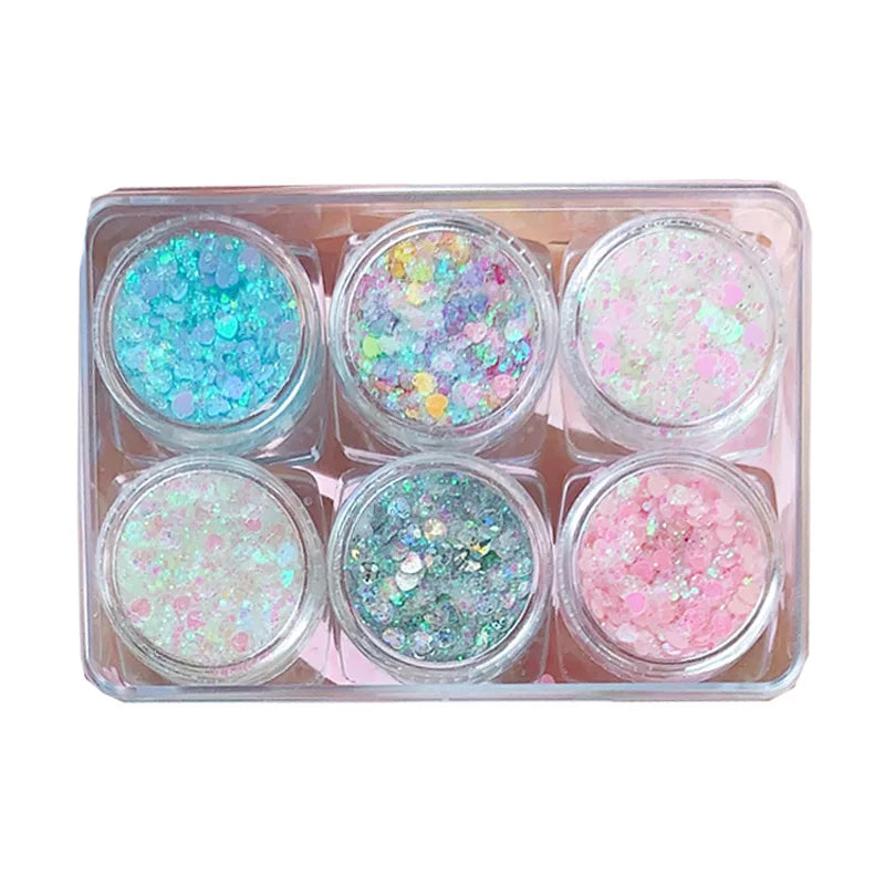 6 Colors Glitter Eyeshadow Face Eye Glitter Shadow Pallet Professional Korean Makeup Sequins Shimmer Bright Eyeshadow Palette