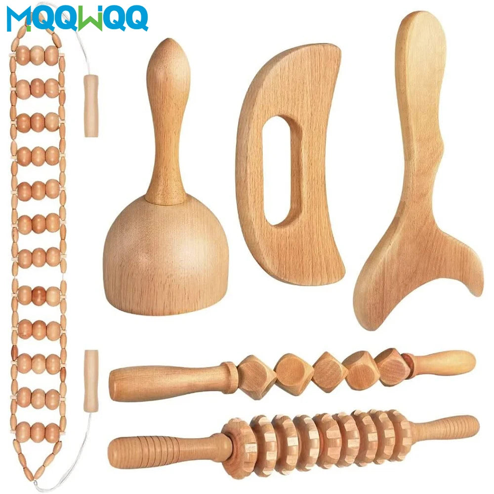 Wood Therapy Massage Tools Wooden Lymphatic Drainage Massager Maderoterapia Kit for Anticellulite, Body Contouring, Muscle Relax