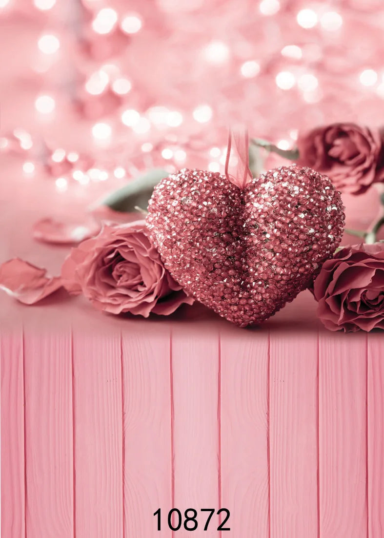 Bokeh Pink Rose Heart 3D Photography Background for Photo Studio Valentines Photozone Vinyl Backdrops Baby Shower Photophone