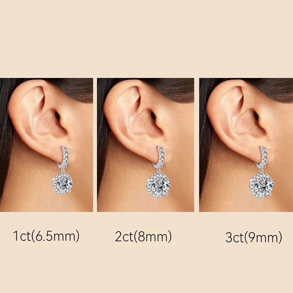 3 Carat Gra Certified Original Moissanite Hoop Earrings 925 Sterling Silver D Color Lab Diamond Drop Earrings for Women Jewelry